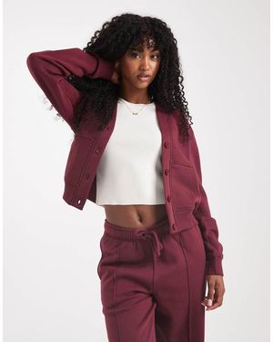 Threadbare Cárdigan Burdeos Abotonado De Punto Liso De (Parte De Un Conjunto)-Rojo