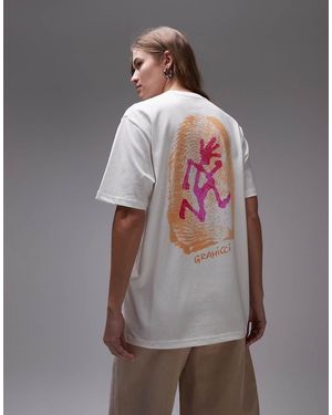 Gramicci Camiseta Blanca Con Estampado Gráfico De Huella Dactilar De - Gris