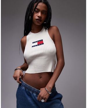 Tommy Hilfiger Ribbed Racer Tank Top - Gray