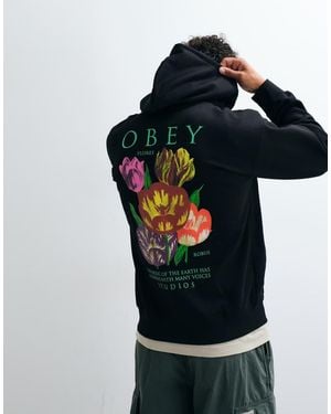 Obey Flores Robus Hoodie Met Graphic Op De Rug - Blauw