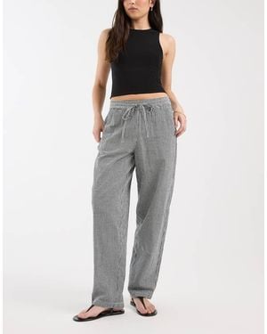 JJXX Barrel Seersucker Gingham Trousers - Grey