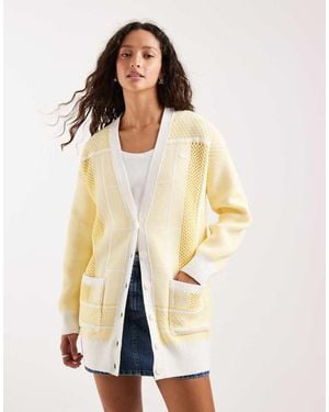 Lacoste Premium Tennis Inspired Oversized Cardigan - Natural