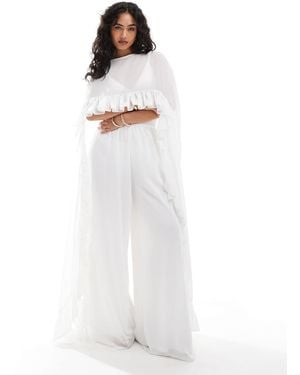 TFNC London Cape Top With Ruffle Detail - White