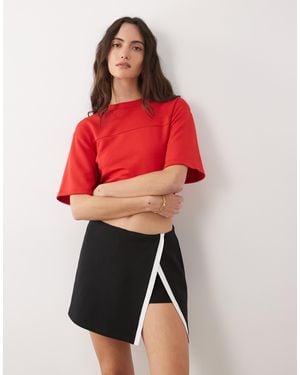 ASOS Interlock Mini Skort With Contrast Tipping - Red