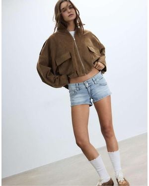 Stradivarius Denim Micro Shorts - Blue