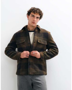 Mango Overshirt Met Bruine Ruitprint - Zwart