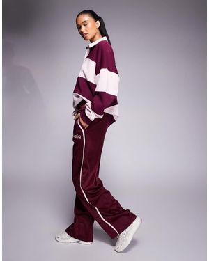 Kaiia Embroidered Logo Side Stripe Wide Leg Tricot jogger Co-ord - Purple