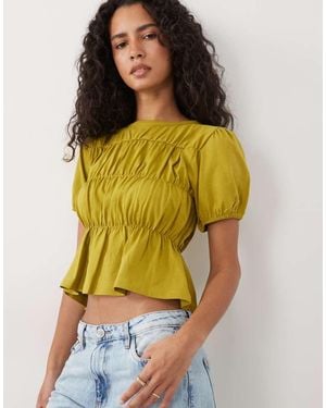 Miss Selfridge Top Con Fruncido Y Sobrefalda En-Multi - Amarillo