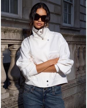 Mango Funnel Neck Jacket - White