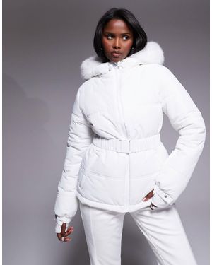 ASOS 4505 Ski & Snow Asos 4505 Ski Icon Water Repellent Insulated Belted Ski Jacket - White