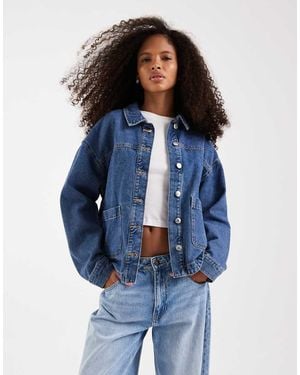 Vero Moda Chaqueta Vaquera Azul Estilo Camisa Con Lavado Medio Y Bolsillos Delanteros De