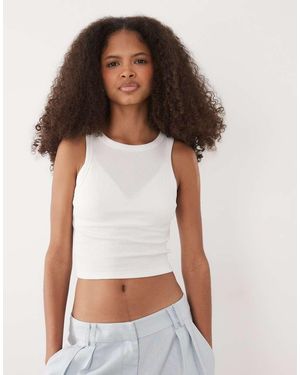 Brave Soul Ribbed Crop Vest Top - White