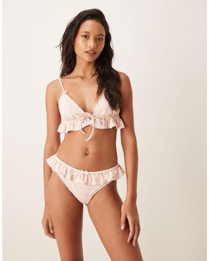 For Love & Lemons Polka Dot Ruffle Bikini Top Co-ord - Orange