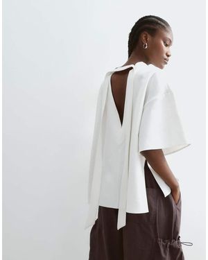 ARRANGE Top Squadrato Con Schiena Aperta Color Avorio - Bianco