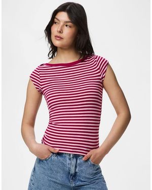 Pieces Cap Sleeve Top - Red