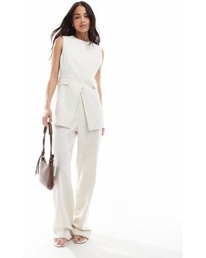 Pimkie Linen Blend Straight Leg Trousers Co-ord - White