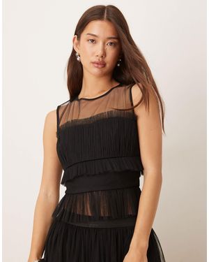 LACE & BEADS Mesh Top - Black