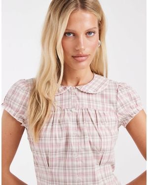 Hollister Short Sleeve Babydoll Shirt - Natural