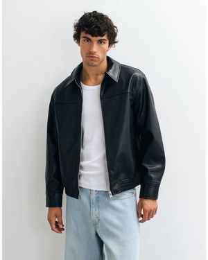 Only & Sons Faux Leather Bomber Jacket - Blue