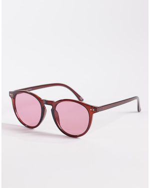 ASOS Occhiali Da Sole Rotondi Con Montatura E Lenti Bordeaux - Rosa