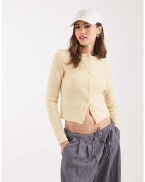 ASOS Crew Neck Loose Knit Fitted Cardigan - Blue