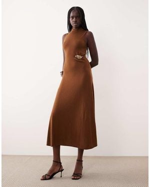 Mango Sleeveless Maxi Dress With Hardware Detail - Natural