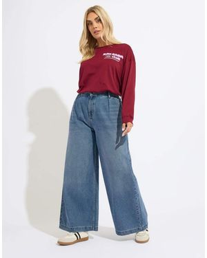 Yours Clothing Denim Palazzo Jeans - Blue