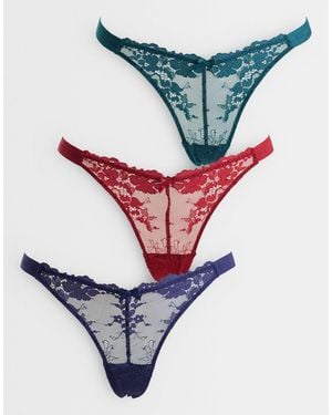Boux Avenue 3er-pack spitzen-strings - Grau