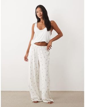 ASOS Asos Design Petite Mix & Match Pointelle Pajama Pants - White