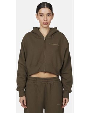 Good For Nothing Tonal Cropped Zip Hoodie - Green