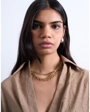 TOPSHOP Mina Waterproof Stainless Steel Multirow Chain Necklace - Brown