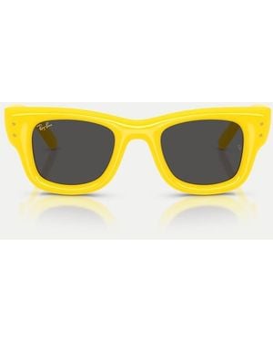 Ray-Ban Gafas De Sol Amarillas Cuadradas Gruesas Con Lentes Negras Wayfarer Puffer De - Amarillo