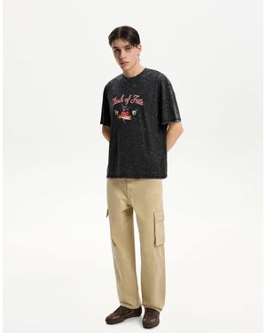 Bershka Jeans Extra Larghi Cargo Color Cammello - Neutro