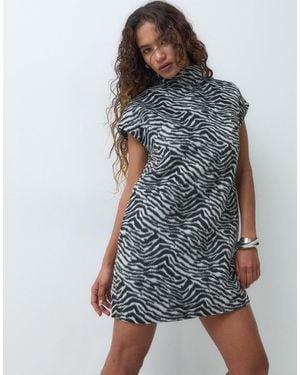 ASOS Asos Design Petite High Neck Mini Dress - Gray