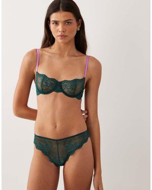 Dora Larsen Bryony Floral Lace Brazilian Brief - Black