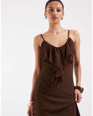 Vero Moda Frill Trim Cami Midi Dress - Brown