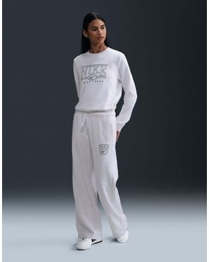 Nike Club Fleece Retro Logo Wide Leg Sweatpants - Black