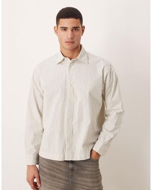 SELECTED Oversized Boxy Stripe Shirt - Natural