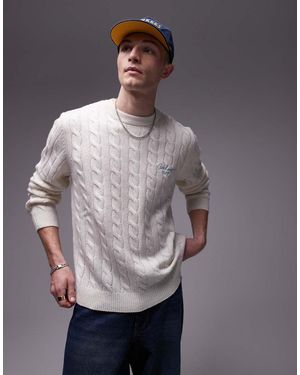 Carhartt Maglione Lavorato A Trecce Color Crema Con Logo - Bianco