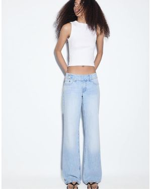 Stradivarius Low-Waist Straight-Leg Hammer-Loop Jeans - Blue