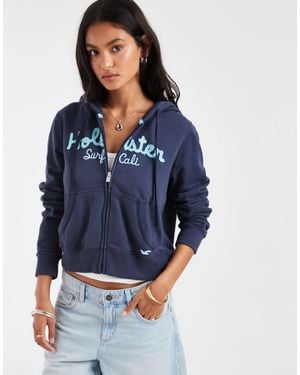 Hollister – cropped-kapuzenjacke - Blau