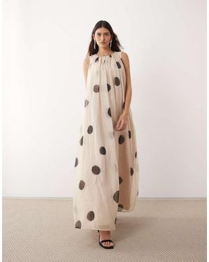 ARRANGE Gathered Drape Maxi Dress - Natural