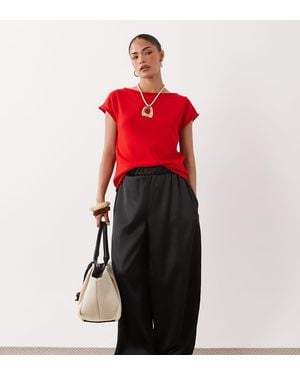Miss Selfridge Pantalón Globo Satinado - Rojo