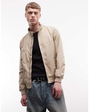 Schott Nyc Chaqueta Harrington Beis Claro Con Parche Del Logo De -Neutro - Azul