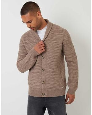 Threadbare Shawl Collar Knitted Cardigan - Brown