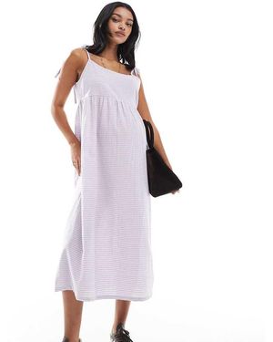Mama.licious Vestido Midi Lila A Cuadros Vichy De Algodón De Mamalicious Maternity-Blanco - Morado
