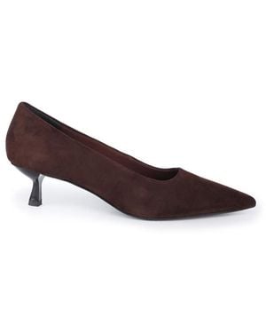 OFF THE HOOK Tilly Suede Pointed Toe Kitten Heel Court Shoes - Brown