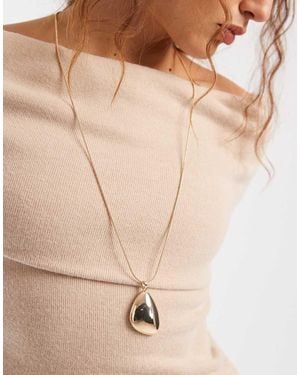 ASOS Long Necklace With Clean Pendant - Natural