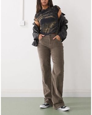 Noisy May Yolanda Mid Rise Straight Leg Cord Jeans - Multicolor