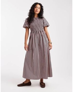 New Look Stripe Shirred Midi Dress